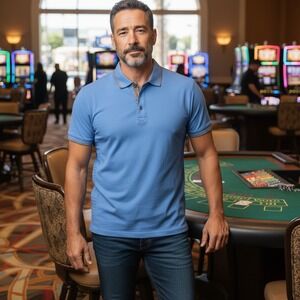 Robert Graham Mens Blue Short Sleeve Polo Shirt Textured Panels Size XL 0831